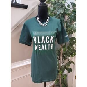 Swarthy Mystic Women Green 100% Cotton Crew Neck Black Wealth T Shirt Top